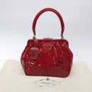 PRADA Hand Bag Enamel Red Silver Auth BA2814-12