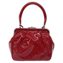 PRADA Hand Bag Enamel Red Silver Auth BA2814-2