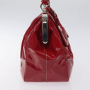 PRADA Handtasche Emaille Rot Silber Auth BA2814-3