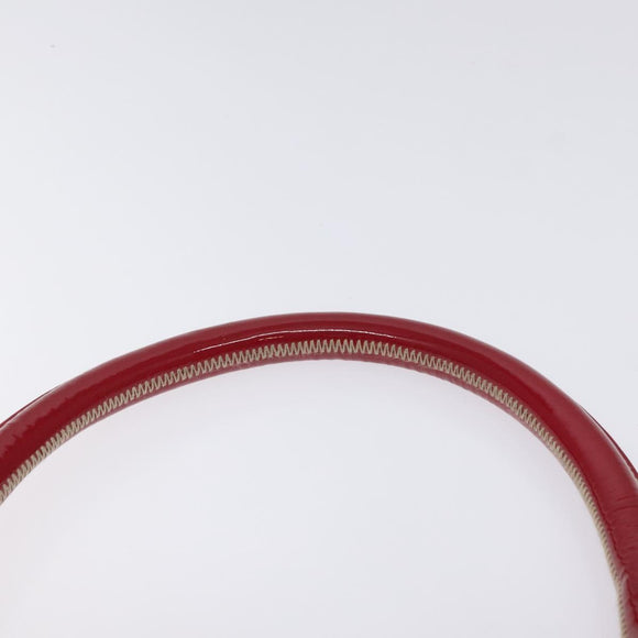 PRADA Hand Bag Enamel Red Silver Auth BA2814