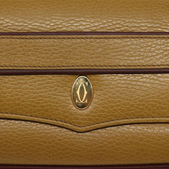 CARTIER Clutch Bag Leather Yellow Gold Auth BA2823