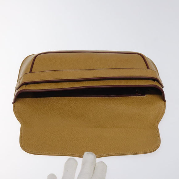 CARTIER Clutch Bag Leather Yellow Gold Auth BA2823