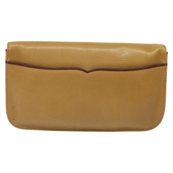CARTIER Clutch Bag Leather Yellow Gold Auth BA2823