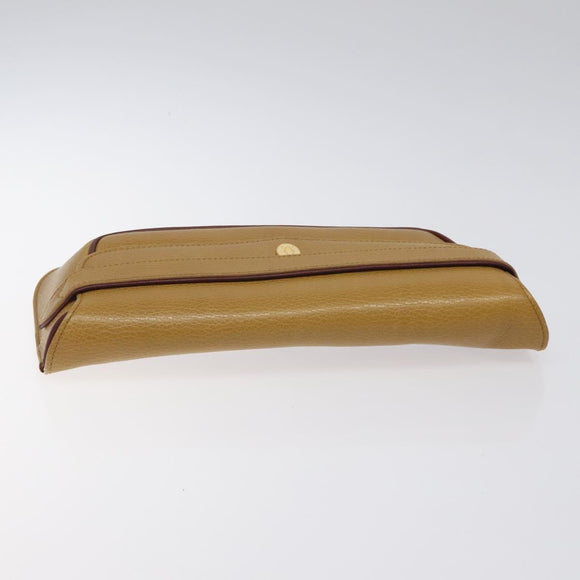 CARTIER Clutch Bag Leather Yellow Gold Auth BA2823