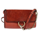 Chloe Faye Small Shoulder Bag Leather Suede Red Gold Auth BA2824-1