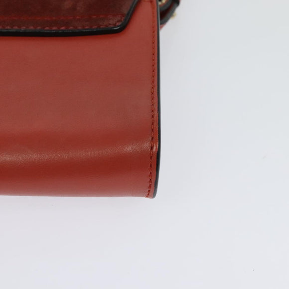 Chloe Faye Small Shoulder Bag Leather Suede Red Gold Auth BA2824