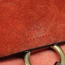 Chloe Faye Small Shoulder Bag Leather Suede Red Gold Auth BA2824-9