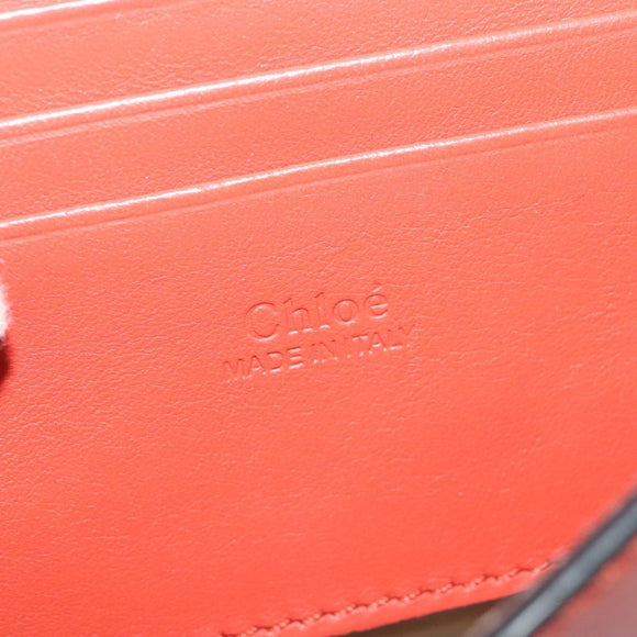 Chloe Faye Small Shoulder Bag Leather Suede Red Gold Auth BA2824