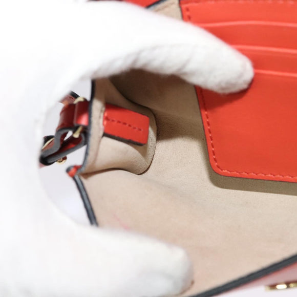 Chloe Faye Small Shoulder Bag Leather Suede Red Gold Auth BA2824