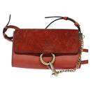 Chloe Faye Small Shoulder Bag Leather Suede Red Gold Auth BA2824-13