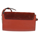 Chloe Faye Small Shoulder Bag Leather Suede Red Gold Auth BA2824-3