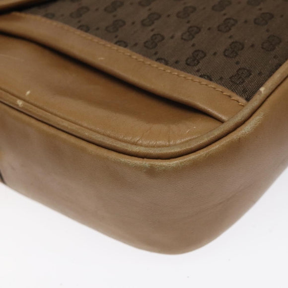 GUCCI Micro GG Canvas Shoulder Bag Brown Gold Auth BA2829