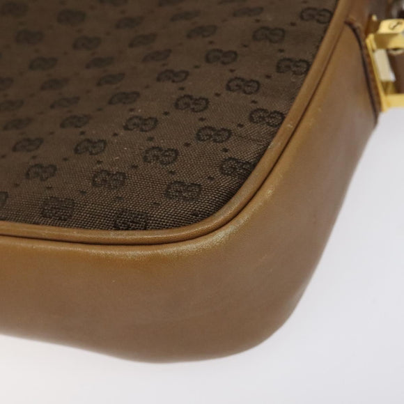 GUCCI Micro GG Canvas Shoulder Bag Brown Gold Auth BA2829