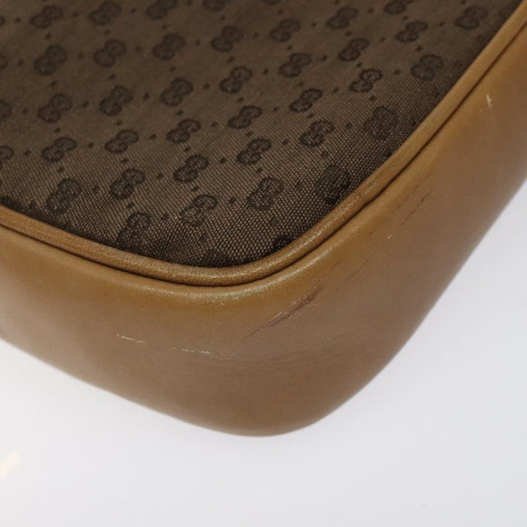 GUCCI Micro GG Canvas Shoulder Bag Brown Gold Auth BA2829