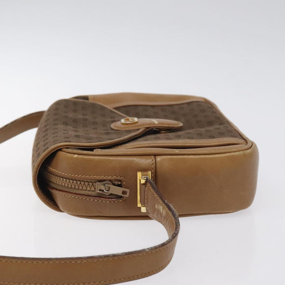 GUCCI Micro GG Canvas Shoulder Bag Brown Gold Auth BA2829