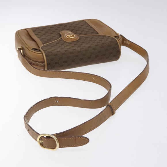 GUCCI Micro GG Canvas Shoulder Bag Brown Gold Auth BA2829