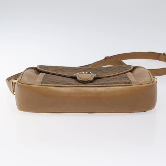 GUCCI Micro GG Canvas Shoulder Bag Brown Gold Auth BA2829