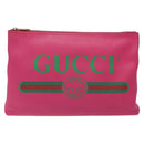 GUCCI Clutch Bag Leather Pink Gold 500984 Auth BA2830-13