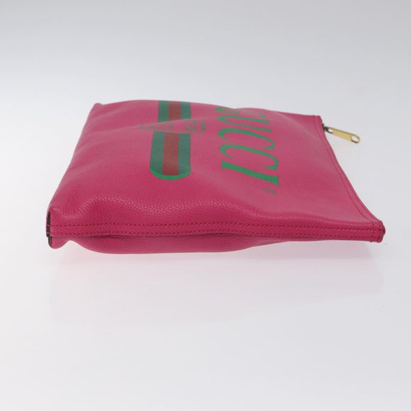 GUCCI Clutch Bag Leather Pink Gold 500984 Auth BA2830