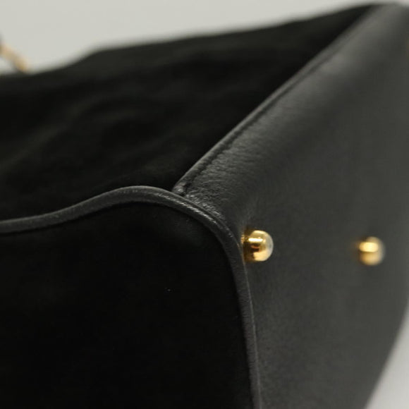 GUCCI Bamboo Hand Bag Suede 2way Black Gold 000 122 0316 Auth BA2836