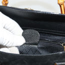 GUCCI Bamboo Hand Bag Suede 2way Black Gold 000 122 0316 Auth BA2836-12