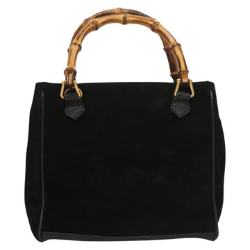 GUCCI Bamboo Hand Bag Suede 2way Black Gold 000 122 0316 Auth BA2836 - 0