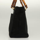 GUCCI Bamboo Hand Bag Suede 2way Black Gold 000 122 0316 Auth BA2836-3