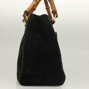 GUCCI Bamboo Hand Bag Suede 2way Black Gold 000 122 0316 Auth BA2836-4
