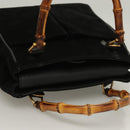 GUCCI Bamboo Hand Bag Suede 2way Black Gold 000 122 0316 Auth BA2836-6