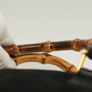 GUCCI Bamboo Hand Bag Suede 2way Black Gold 000 122 0316 Auth BA2836-8