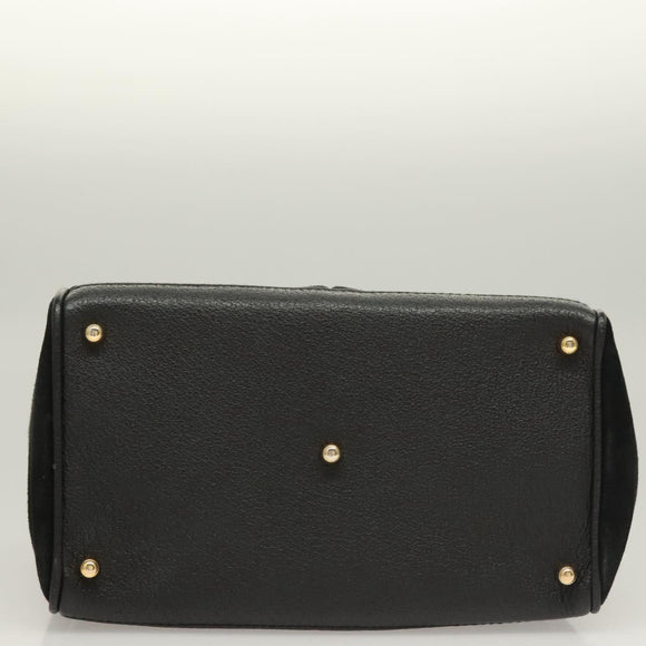 GUCCI Bamboo Hand Bag Suede 2way Black Gold 000 122 0316 Auth BA2836