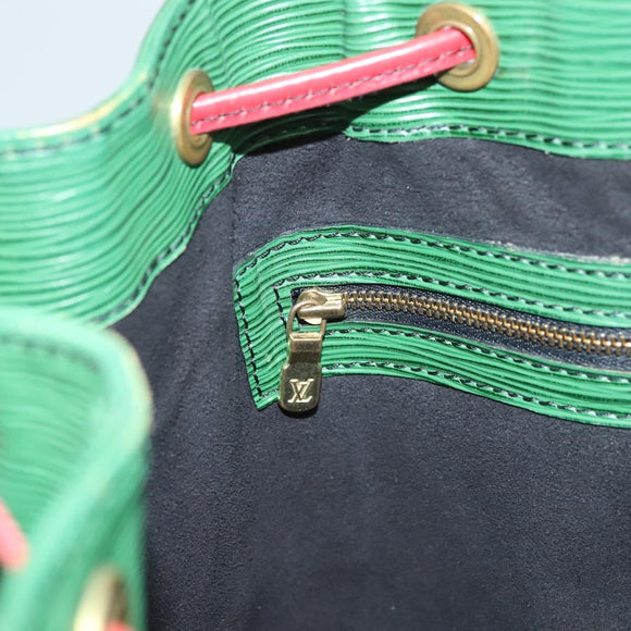 LOUIS VUITTON Epi Petit Noe Shoulder Bag Bicolor Green Red M44147 LV Auth BA2850