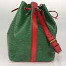 LOUIS VUITTON Epi Petit Noe Shoulder Bag Bicolor Green Red M44147 LV Auth BA2850-4