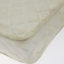 CHANEL Matelasse  Chain Shoulder Bag Lamb Skin White Gold CC Auth BA2855-16