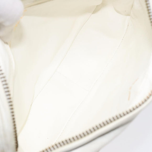 CHANEL Matelasse  Chain Shoulder Bag Lamb Skin White Gold CC Auth BA2855