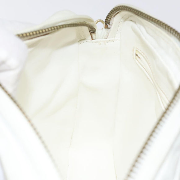 CHANEL Matelasse  Chain Shoulder Bag Lamb Skin White Gold CC Auth BA2855