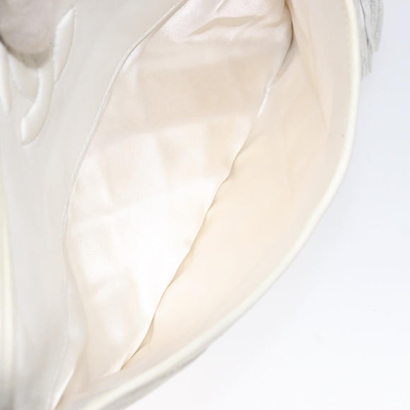 CHANEL Matelasse  Chain Shoulder Bag Lamb Skin White Gold CC Auth BA2855