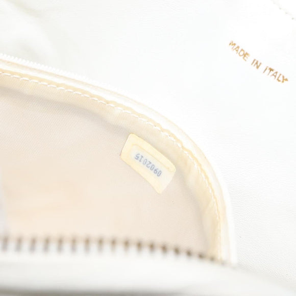 CHANEL Matelasse  Chain Shoulder Bag Lamb Skin White Gold CC Auth BA2855