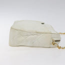 CHANEL Matelasse  Chain Shoulder Bag Lamb Skin White Gold CC Auth BA2855-3