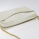 CHANEL Matelasse  Chain Shoulder Bag Lamb Skin White Gold CC Auth BA2855-6