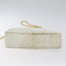 CHANEL Matelasse  Chain Shoulder Bag Lamb Skin White Gold CC Auth BA2855-5