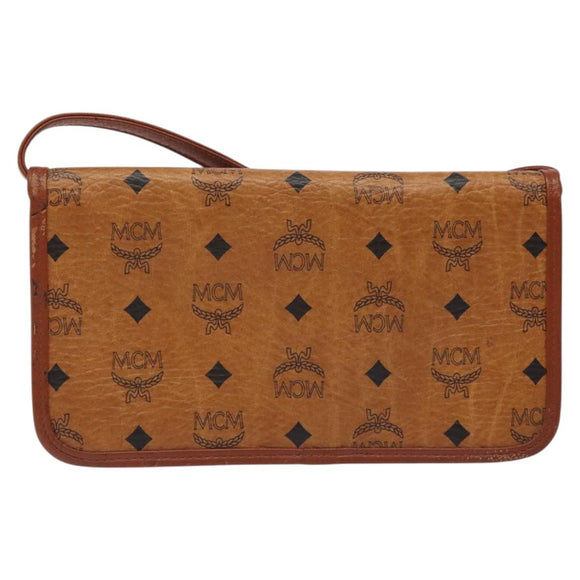 MCM Logogram Vicetos Shoulder Bag PVC Leather Brown Gold Auth BA2858