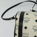 MCM Logogram Vicetos Shoulder Bag PVC Leather White Navy gold Auth BA2859-15
