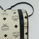 MCM Logogram Vicetos Shoulder Bag PVC Leather White Navy gold Auth BA2859-16