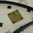 MCM Logogram Vicetos Shoulder Bag PVC Leather White Navy gold Auth BA2859-12