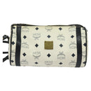 MCM Logogram Vicetos Shoulder Bag PVC Leather White Navy gold Auth BA2859-13