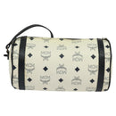 MCM Logogram Vicetos Shoulder Bag PVC Leather White Navy gold Auth BA2859-2