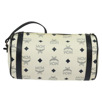 MCM Logogram Vicetos Shoulder Bag PVC Leather White Navy gold Auth BA2859 - 0