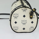 MCM Logogram Vicetos Shoulder Bag PVC Leather White Navy gold Auth BA2859-3