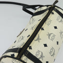 MCM Logogram Vicetos Shoulder Bag PVC Leather White Navy gold Auth BA2859-6